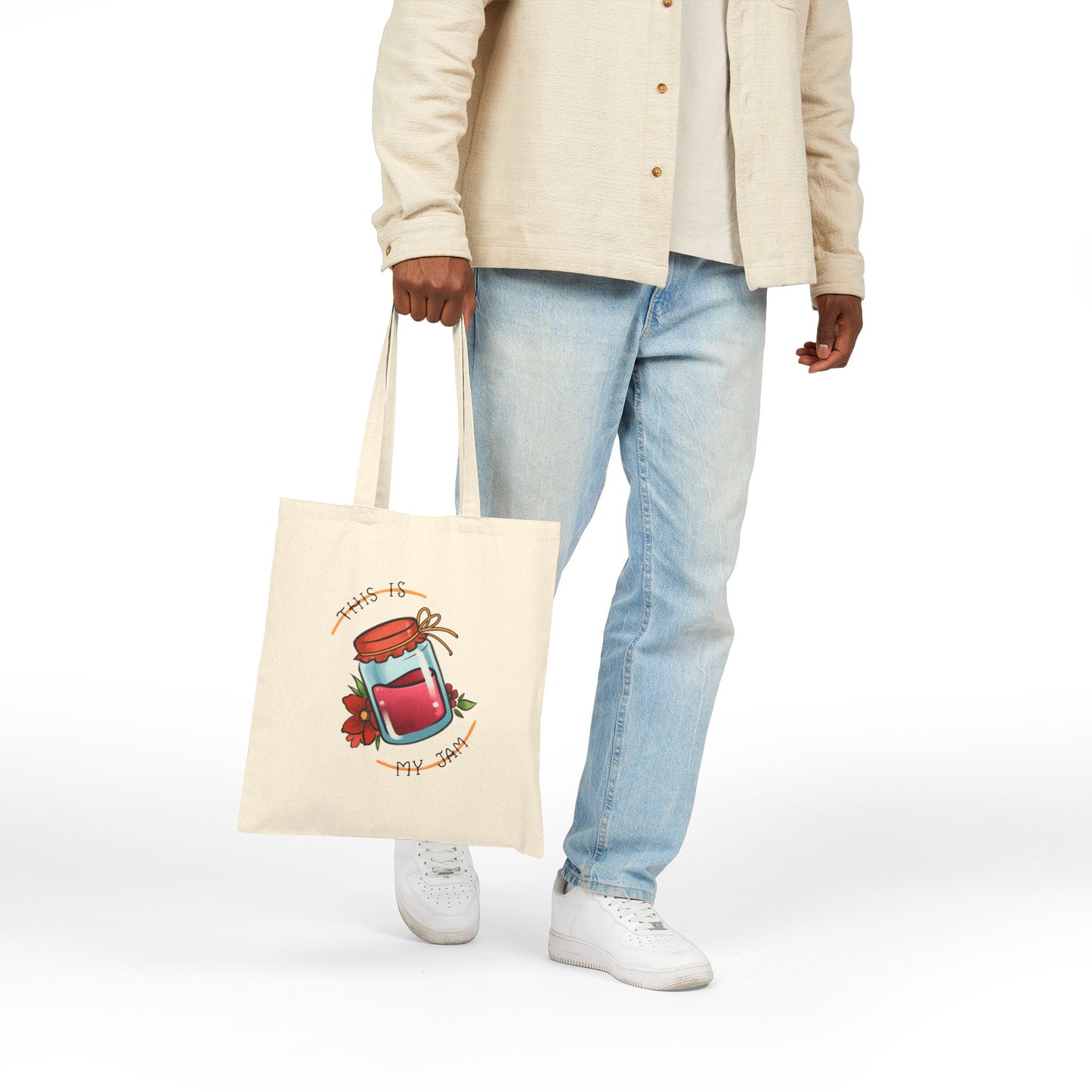 Candle Jar Illustration Cotton Tote Bag, Gift for Candle Lovers, Eco-Friendly Shopping Bag, Great for Birthdays, Relaxation, Home Decor