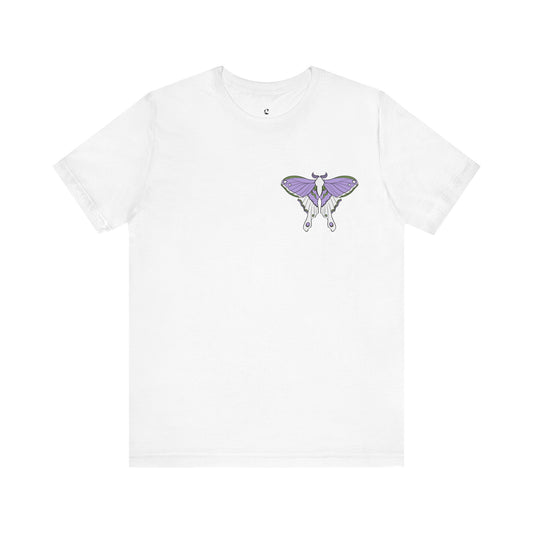 Purple Genderqueer Moth T-Shirt, Casual Wear, Queer Summer Fashion, Nature Enthusiast Tee
