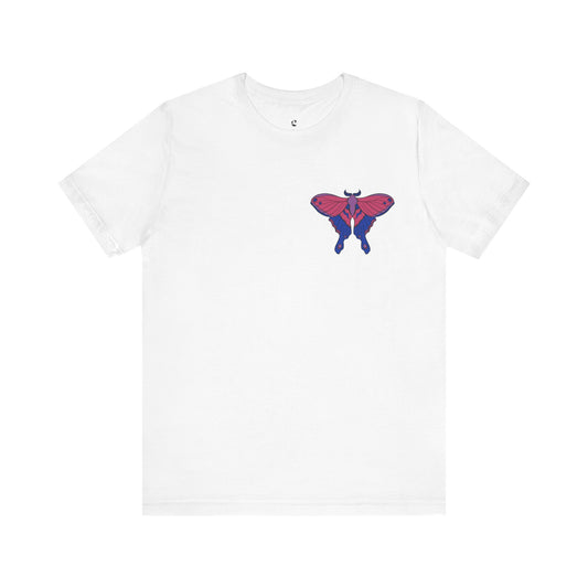 Pride Bisexual Moth T-Shirt, Casual Wear, Queer Summer Fashion, Nature Enthusiast Tee