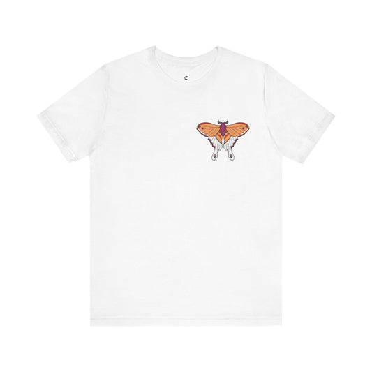 Pride Lesbian Moth T-Shirt, Casual Wear, Queer Summer Fashion, Nature Enthusiast Tee