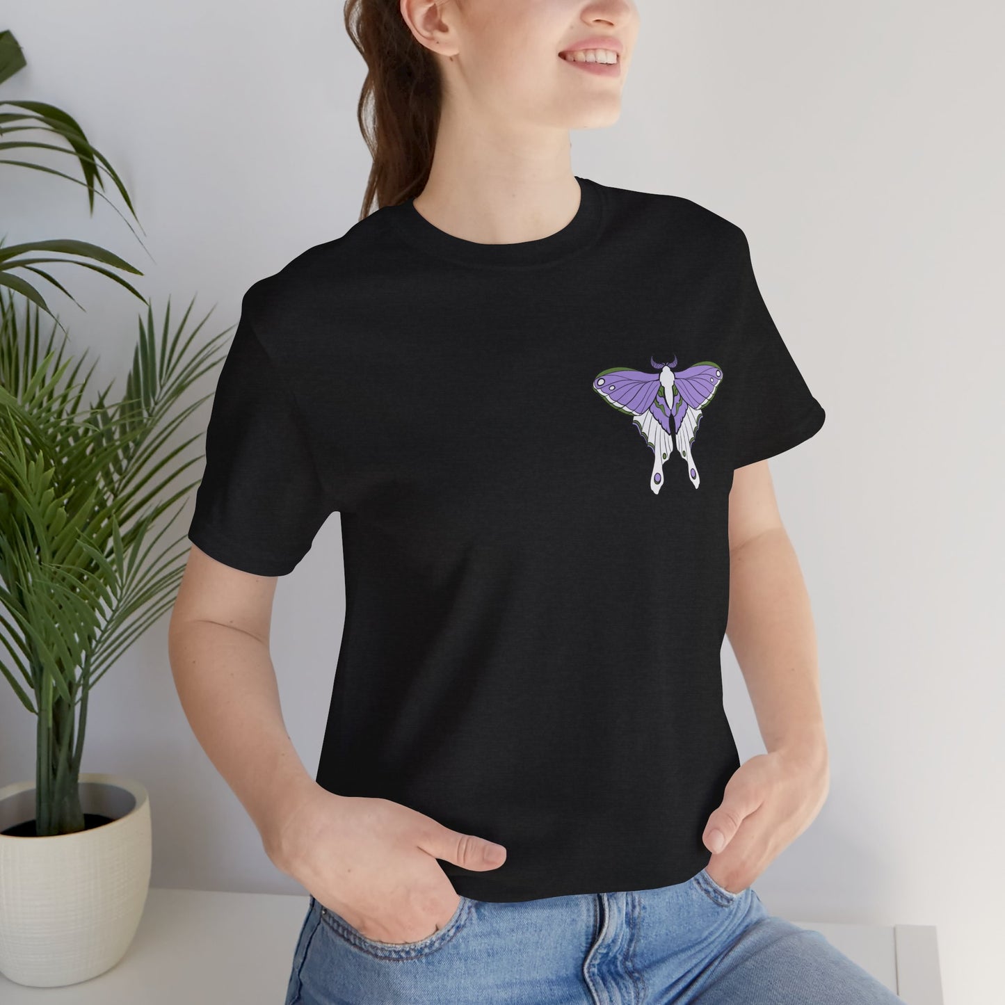 Purple Genderqueer Moth T-Shirt, Casual Wear, Queer Summer Fashion, Nature Enthusiast Tee