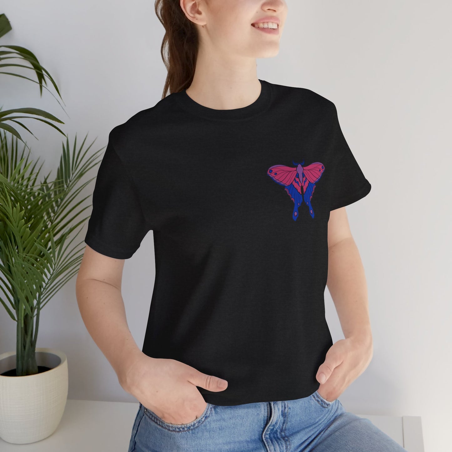 Pride Bisexual Moth T-Shirt, Casual Wear, Queer Summer Fashion, Nature Enthusiast Tee