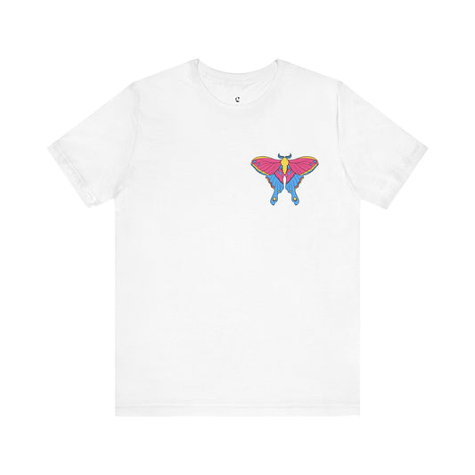 Pride Pansexual Moth T-Shirt, Casual Wear, Queer Summer Fashion, Nature Enthusiast Tee