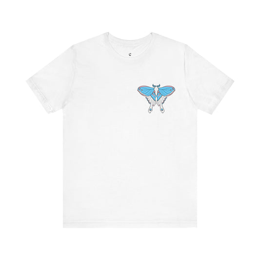 Pride Trans Moth T-Shirt, Casual Wear, Queer Summer Fashion, Nature Enthusiast Tee