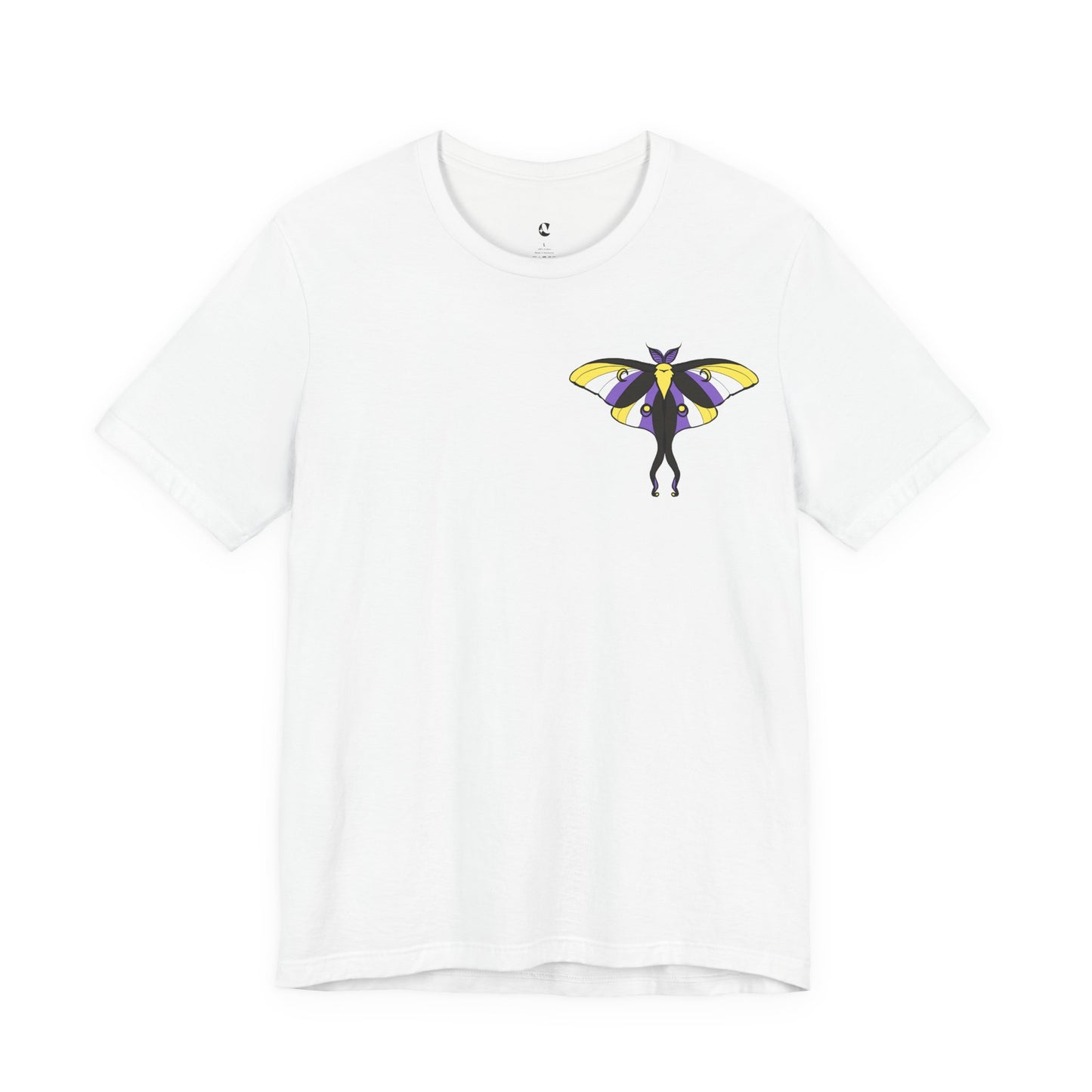 Pride Non-binary Moth T-Shirt, Casual Wear, Queer Summer Fashion, Nature Enthusiast Tee