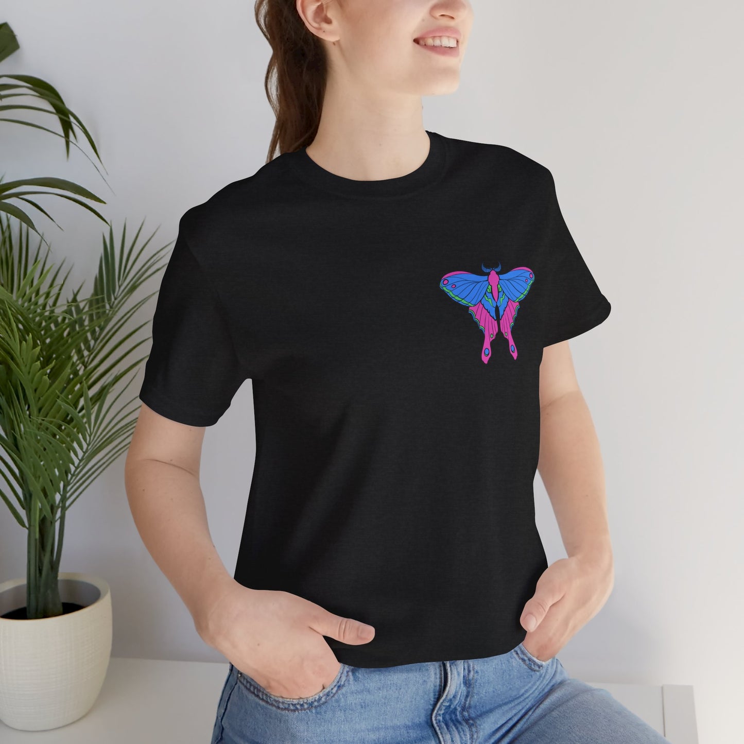 Pride Poly Moth T-Shirt, Casual Wear, Queer Summer Fashion, Nature Enthusiast Tee