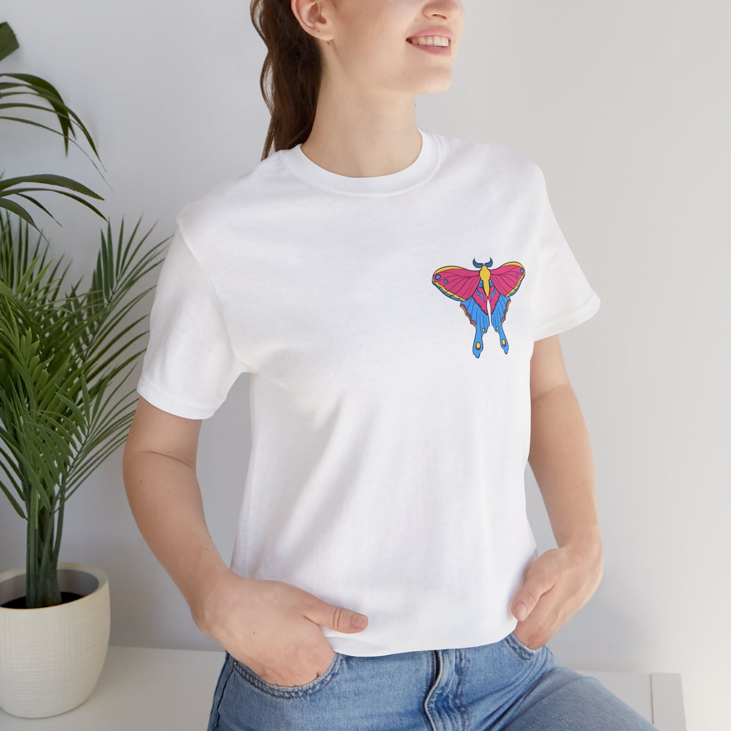 Pride Pansexual Moth T-Shirt, Casual Wear, Queer Summer Fashion, Nature Enthusiast Tee