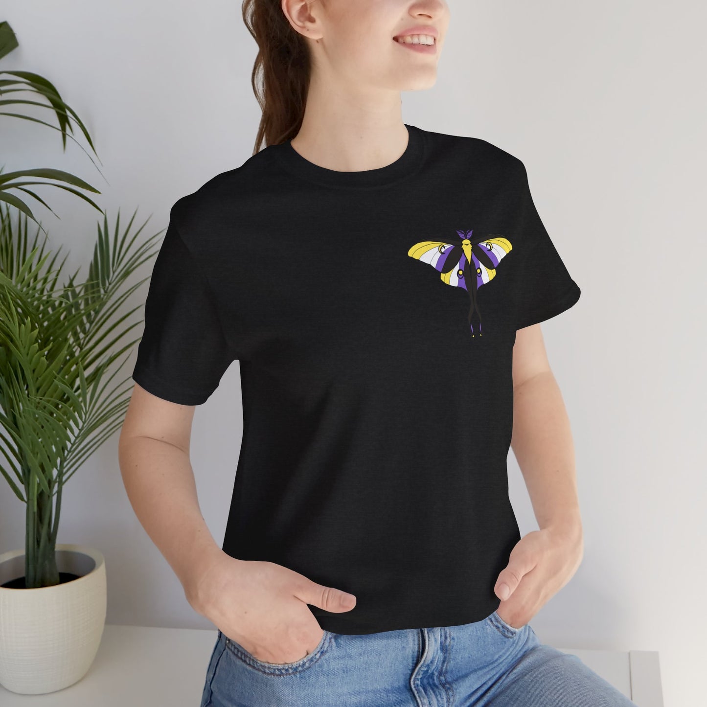 Pride Non-binary Moth T-Shirt, Casual Wear, Queer Summer Fashion, Nature Enthusiast Tee