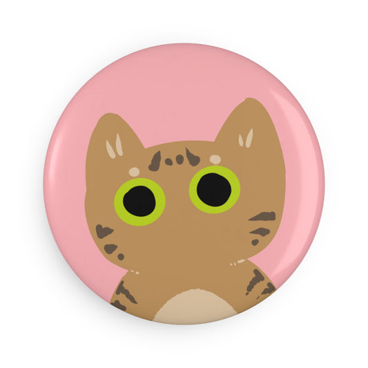 Tabby Kitty Button Magnet Set - Cute Cat Lover Gifts, Refrigerator Decor, Fun Home Accessories, Unique Collectibles, Halloween Decor