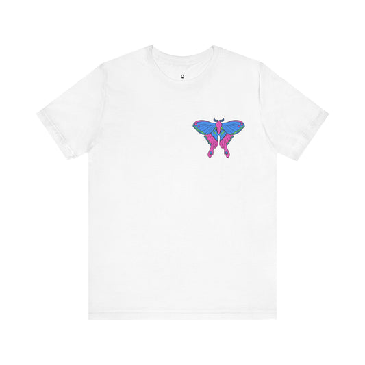 Pride Poly Moth T-Shirt, Casual Wear, Queer Summer Fashion, Nature Enthusiast Tee