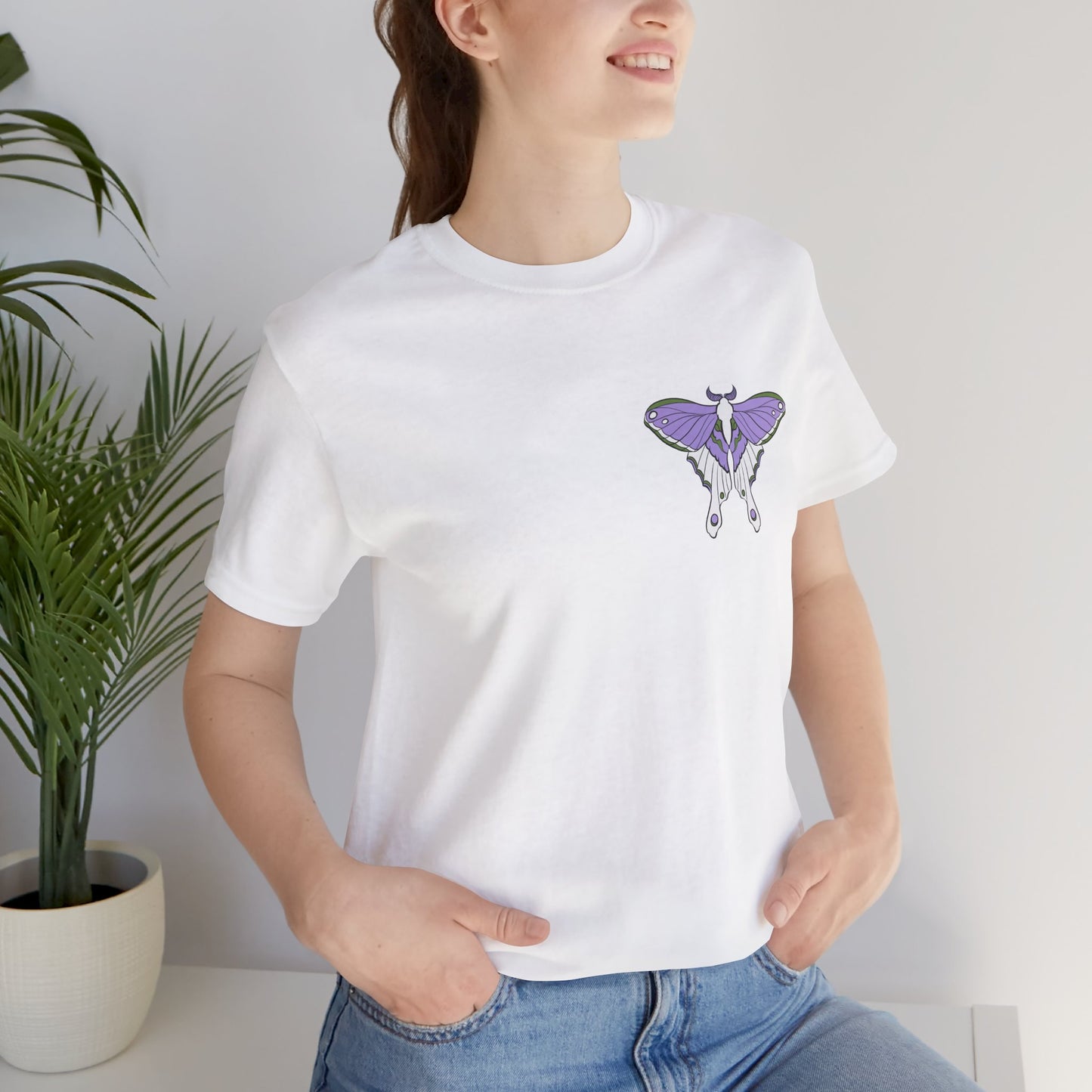 Purple Genderqueer Moth T-Shirt, Casual Wear, Queer Summer Fashion, Nature Enthusiast Tee